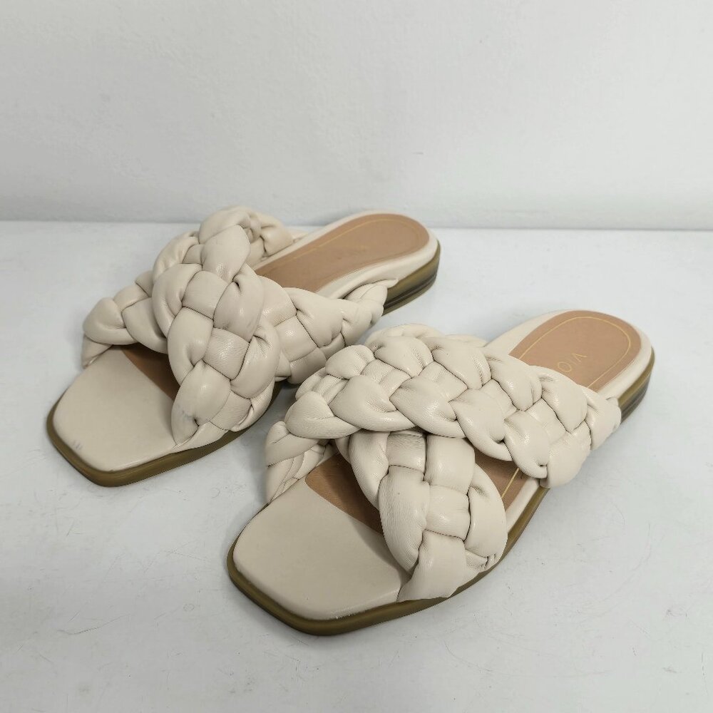 Vionic Women's Kalina Sandals Sz 6 White Braided Criss Cross Slide Square Toe